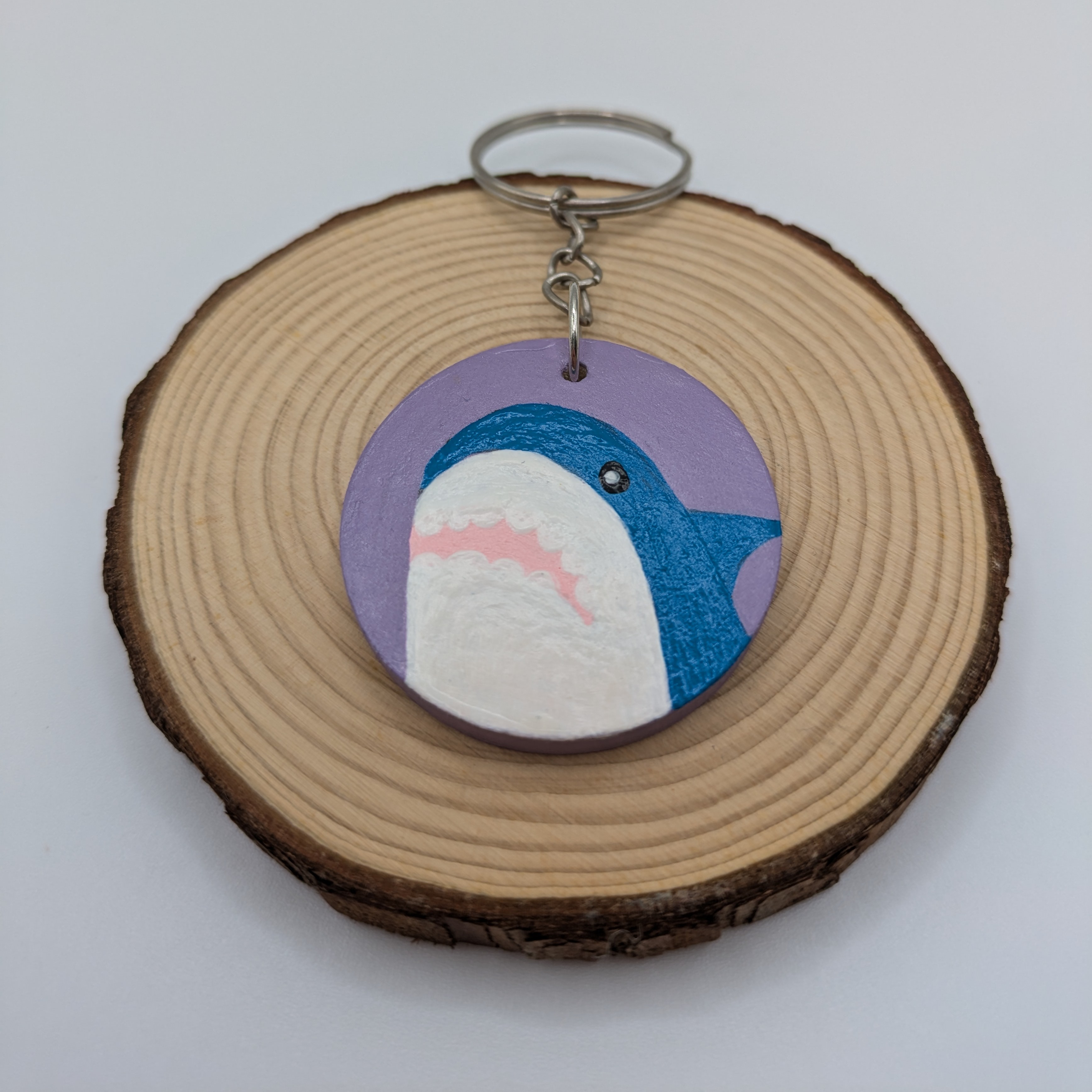 purple shark friend keyring