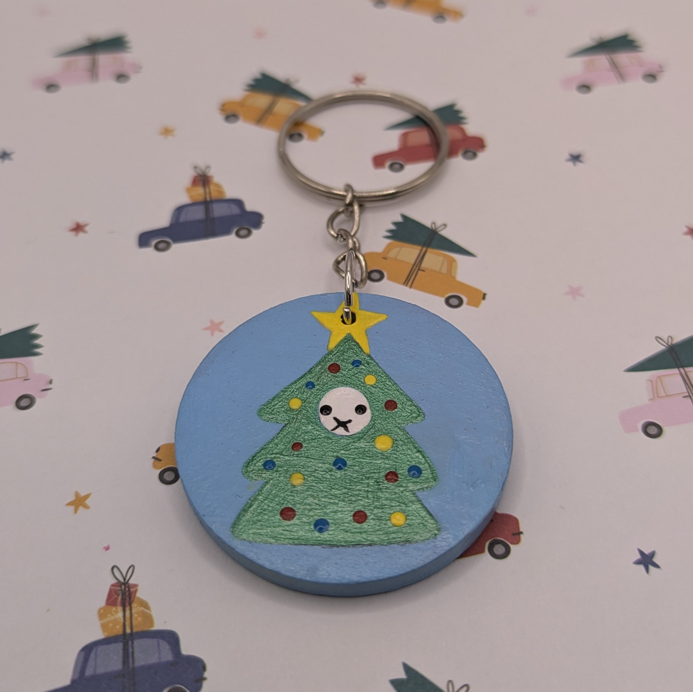 bunny christmas tree keyring