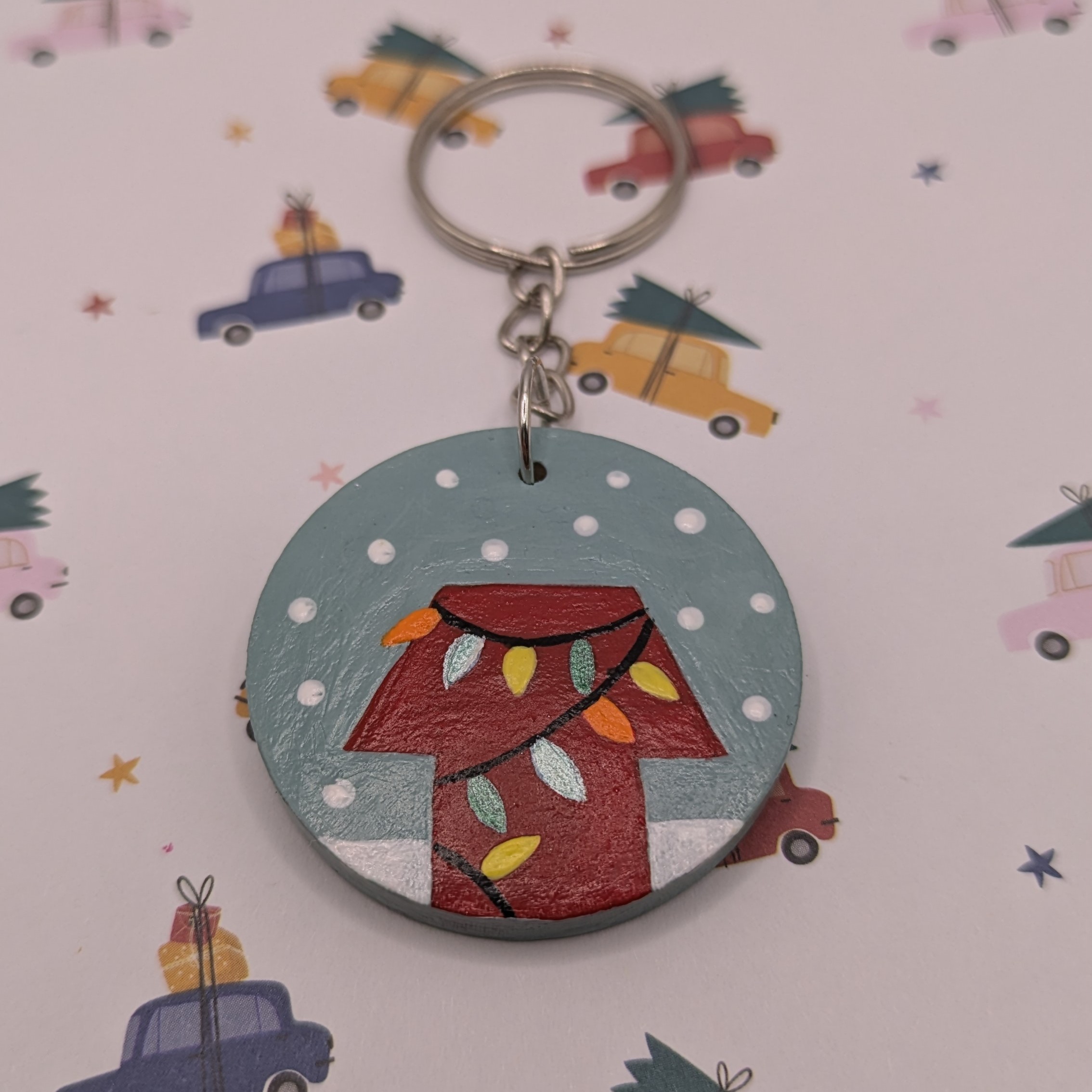 christmas house keyring