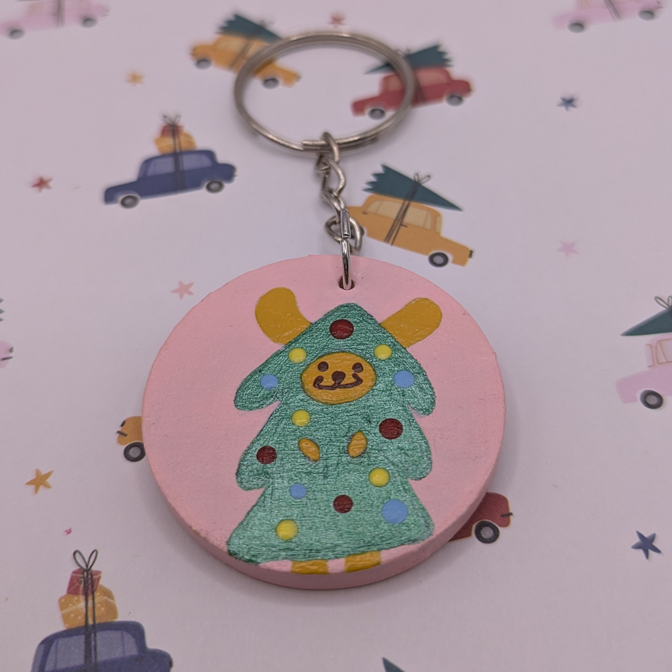 dog christmas tree keyring