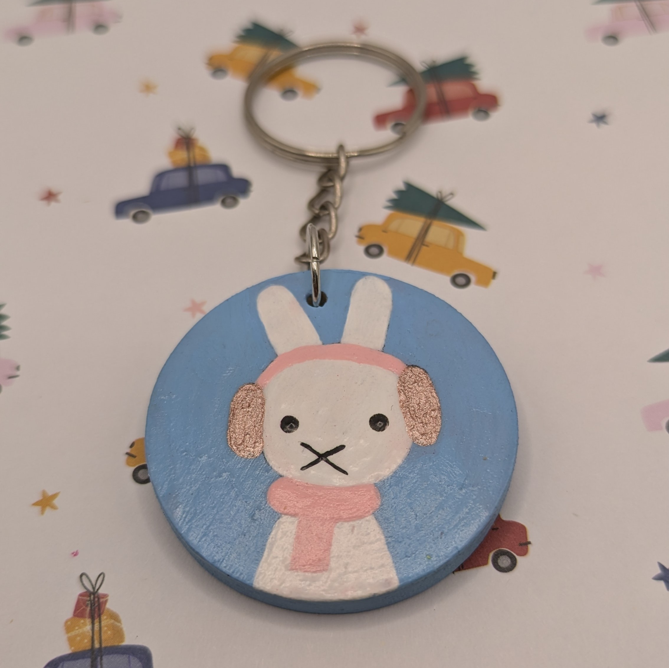 winter bunny keyring