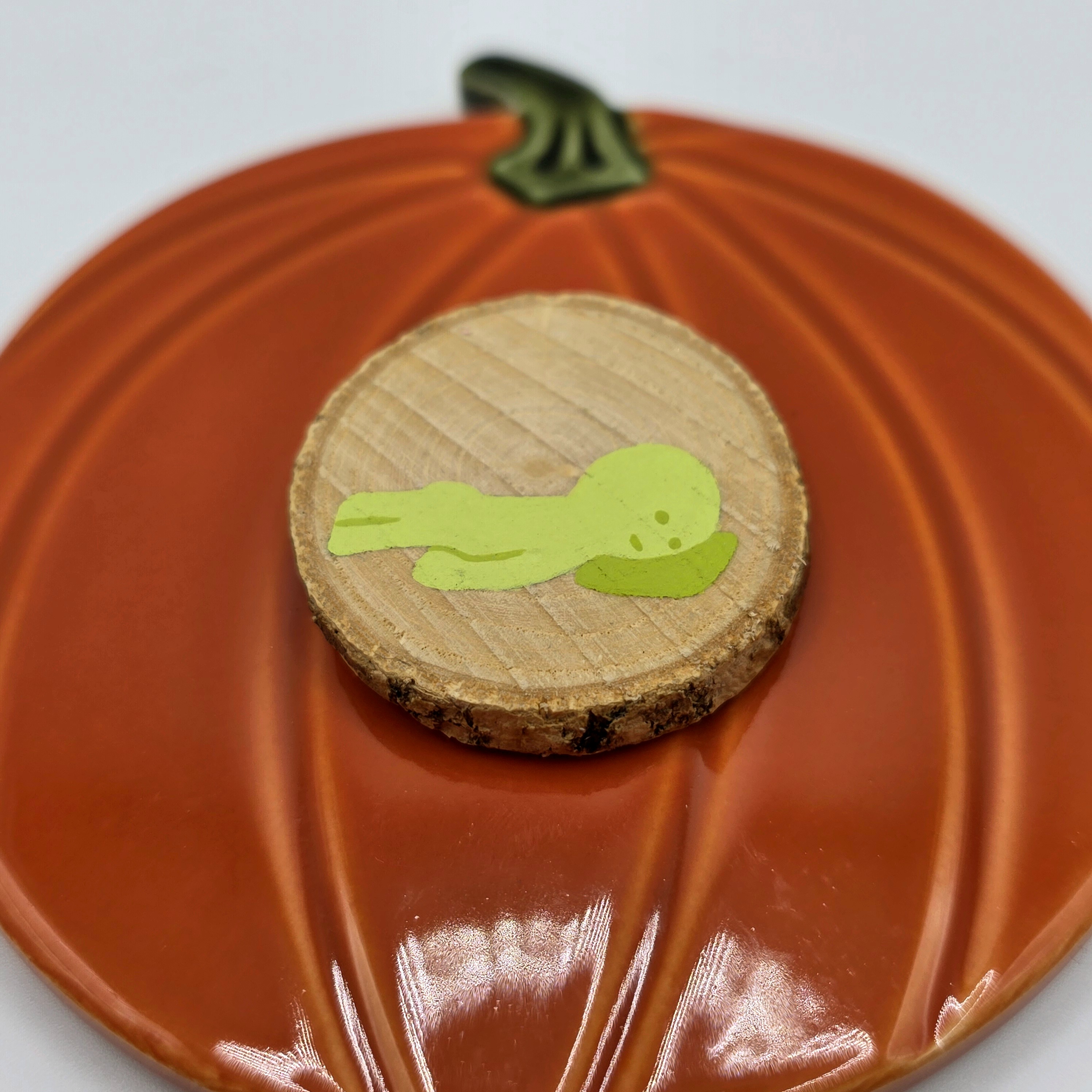 wooden green friend magnet - sleeping