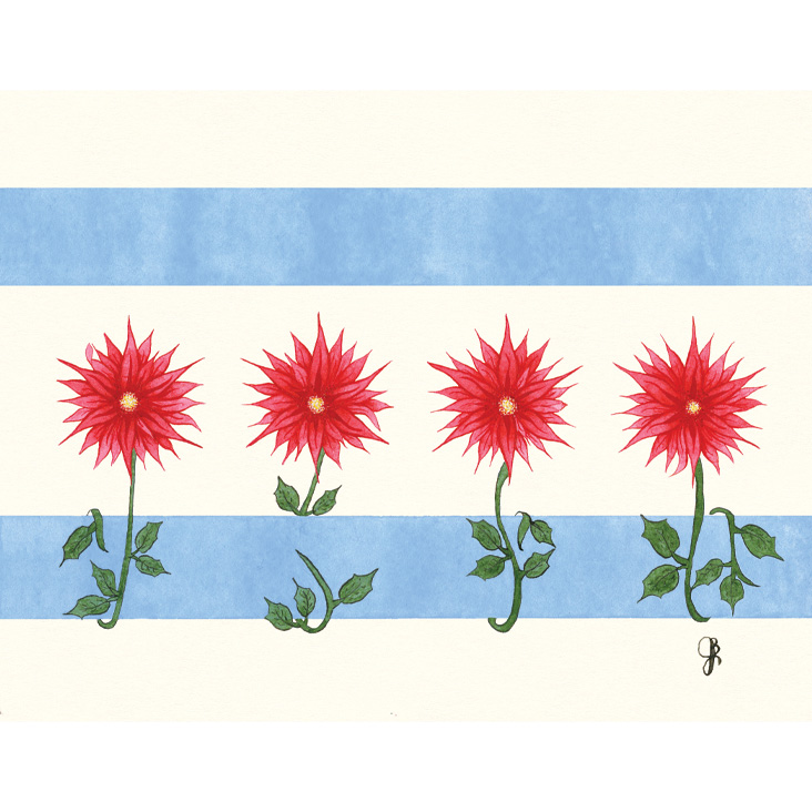 Chicago Flag Field with Leaves