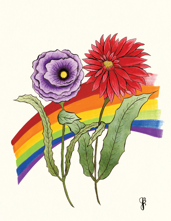 Rainbow Flowers with Envelope Seal