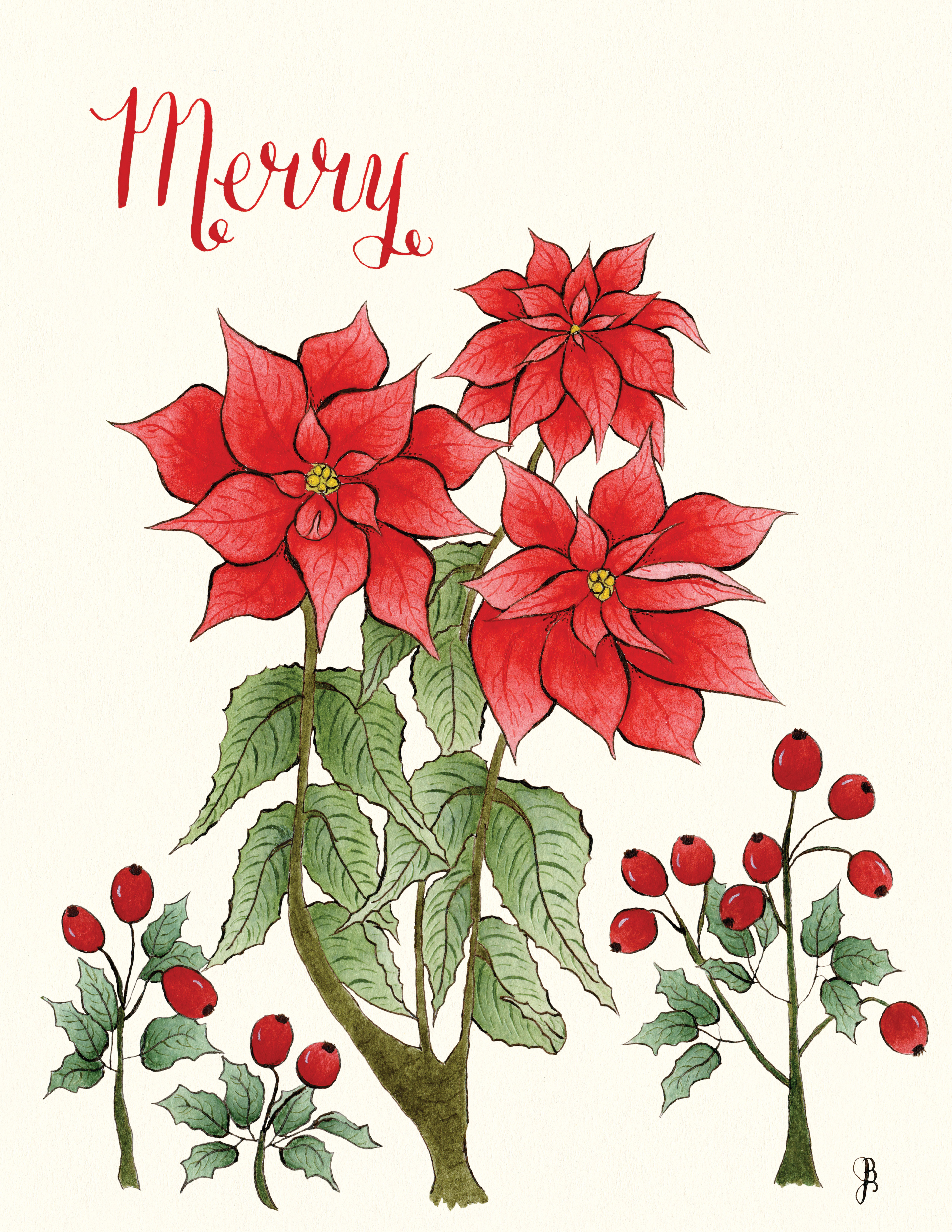 Holiday Assorted 6-pack with Poinsettia Envelope Seals