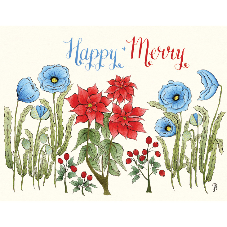 Holiday Assorted 6-pack with Poinsettia Envelope Seals