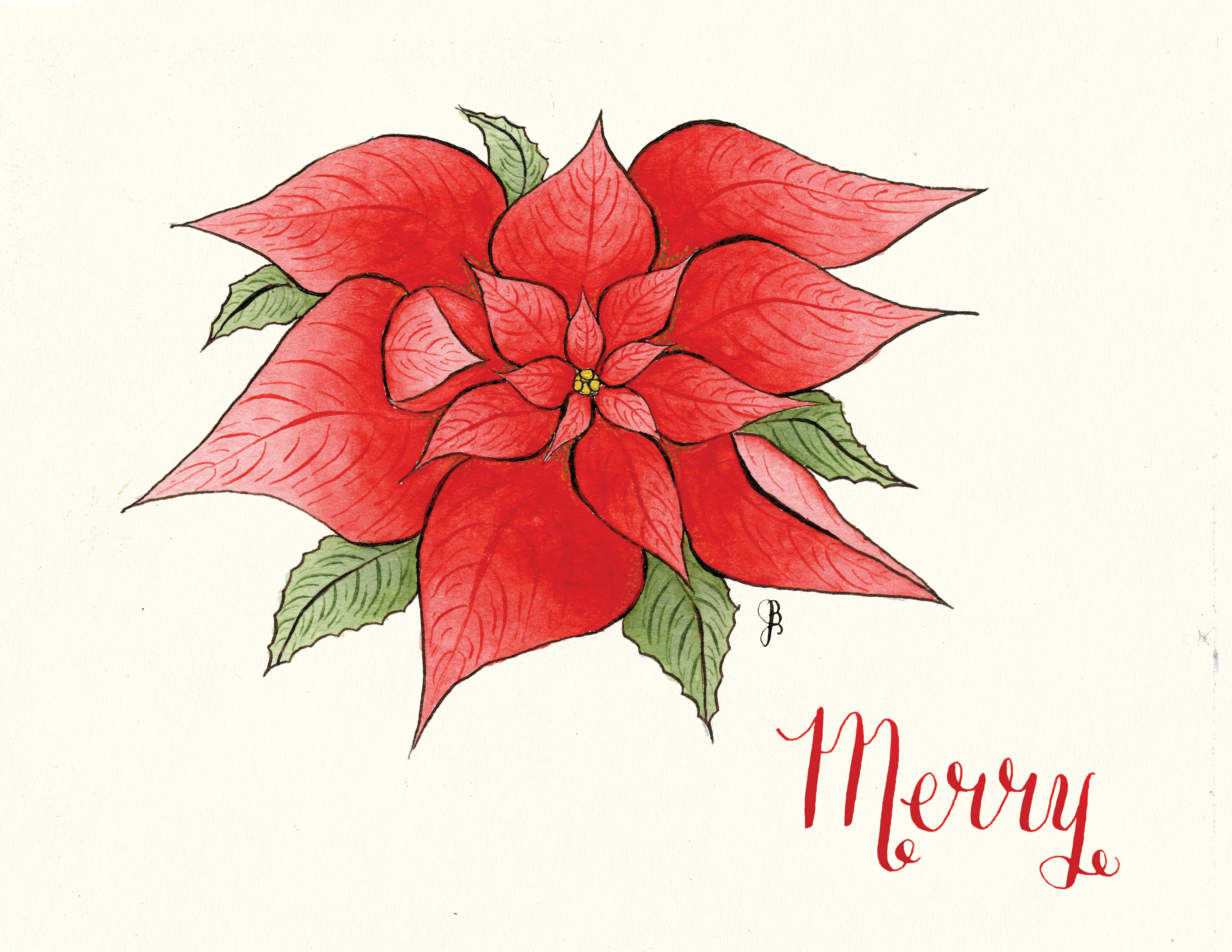 Holiday Assorted 6-pack with Poinsettia Envelope Seals