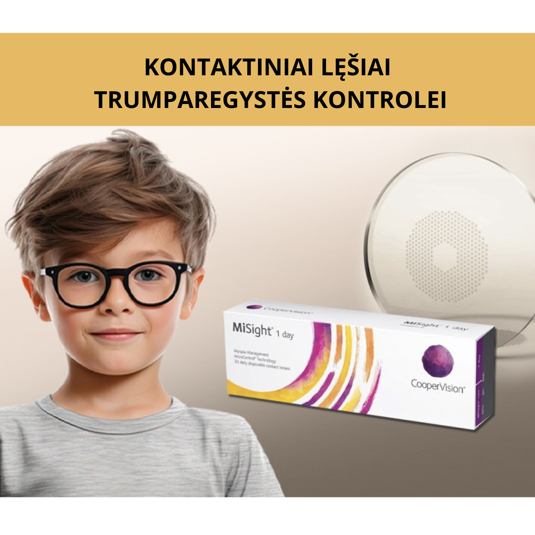 Vienadieniai kontaktiniai lęšiai TRUMPAREGYSTĖS valdymui (VAIKAMS) 1vnt. MiSight® 1 day