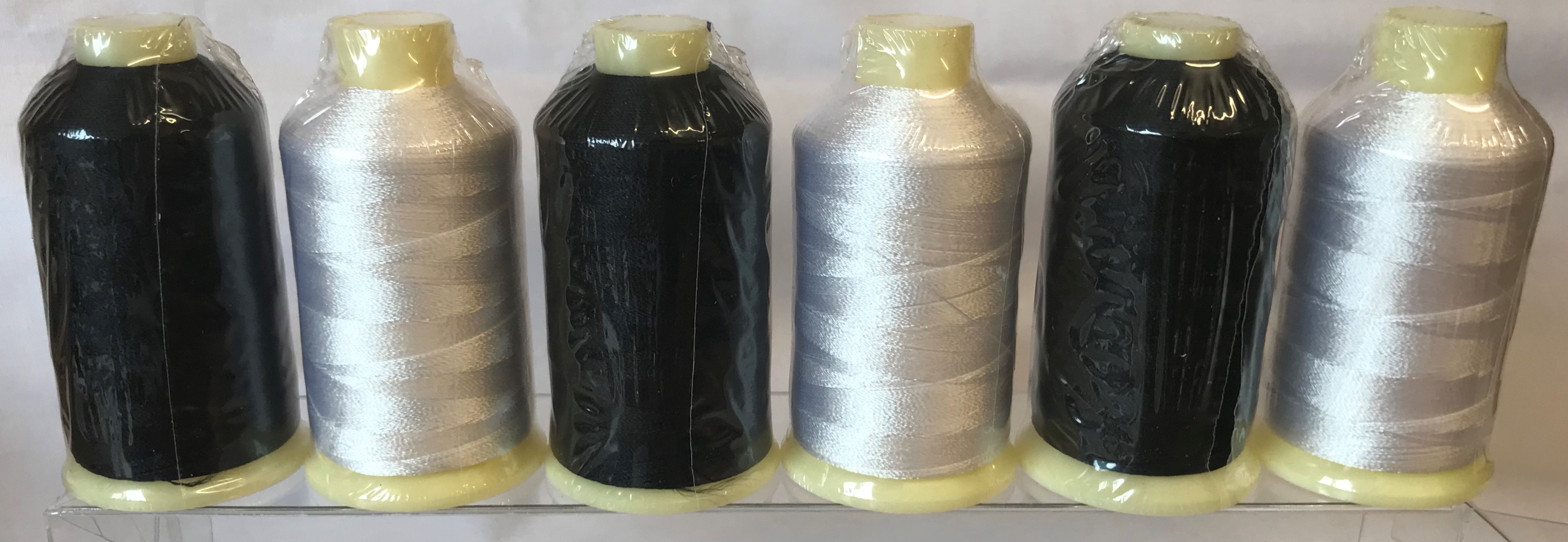Marathon Embroidery Machine Thread 1000m Spool Rayon 6 Pack Black and White