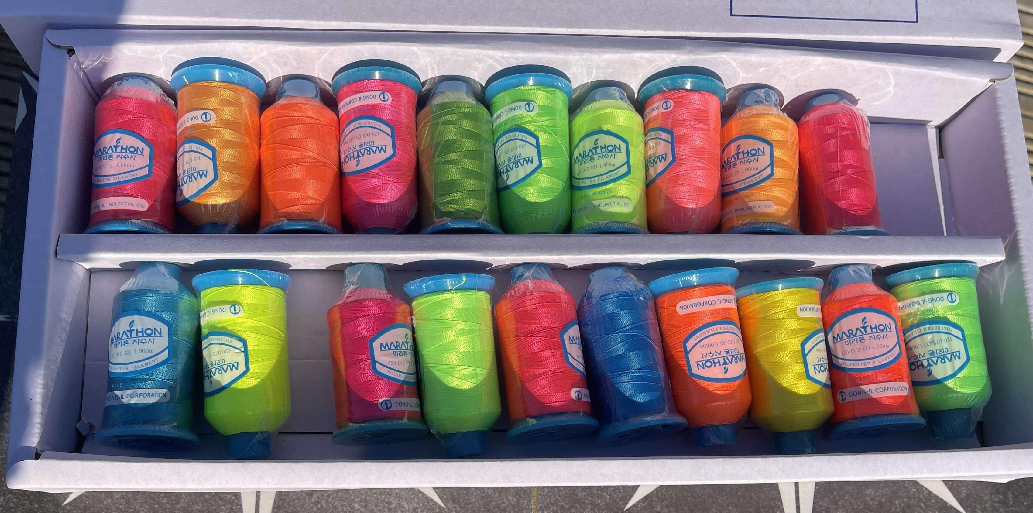 Marathon Embroidery Machine Thread POLYESTER Box of 20 Neon