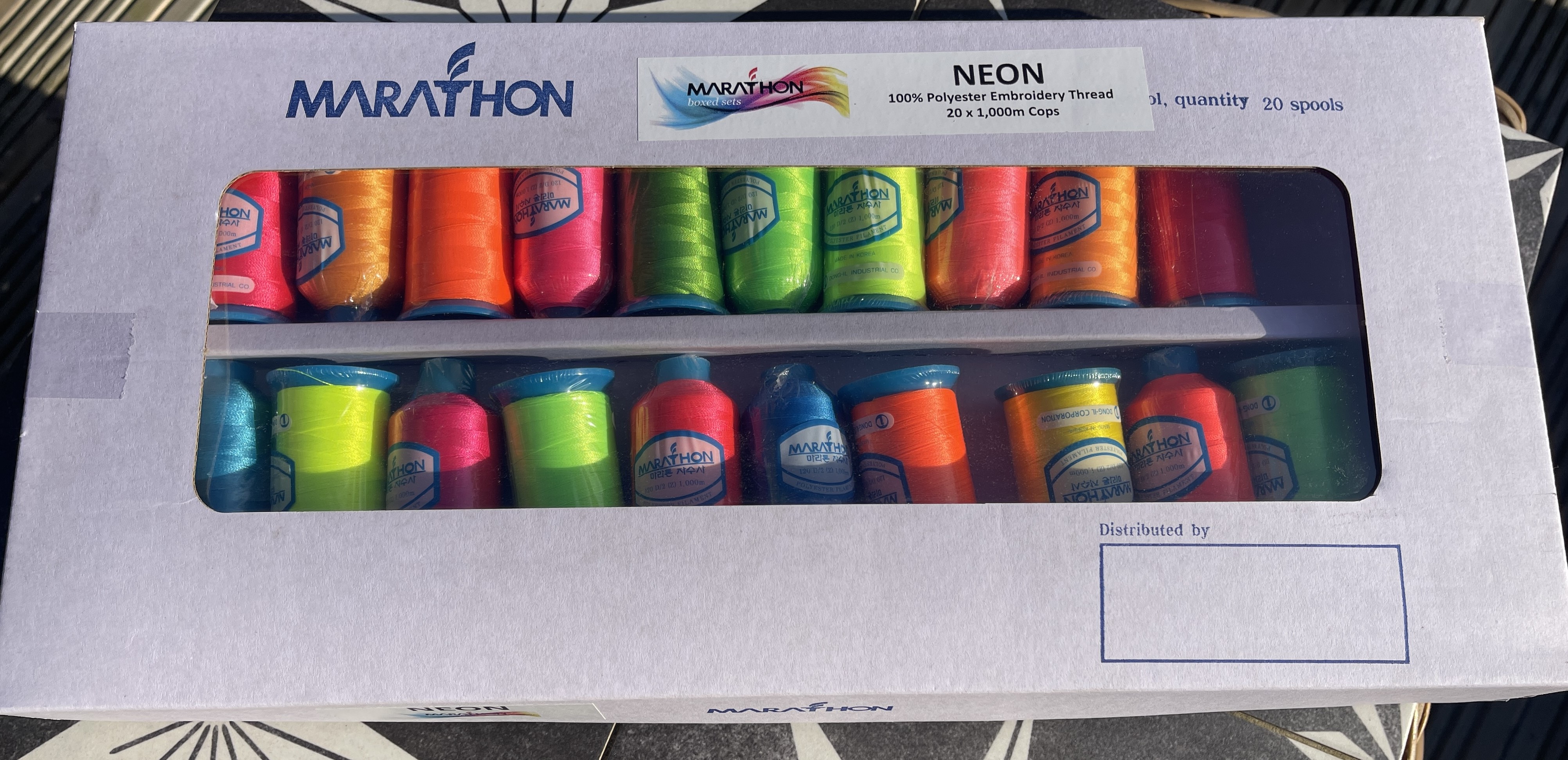 Marathon Embroidery Machine Thread POLYESTER Box of 20 Neon