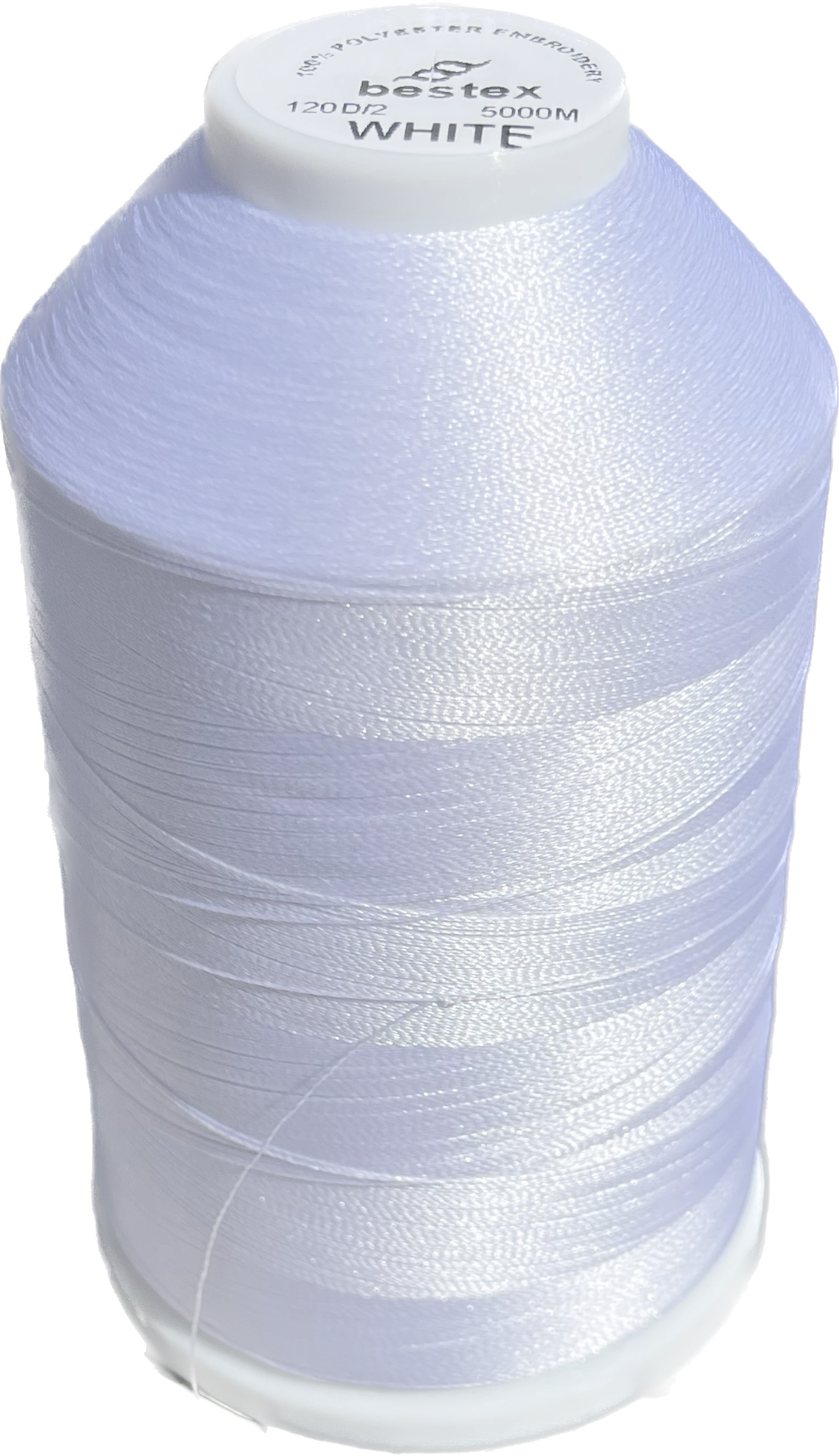 Polyester Embroidery Machine Thread Large 5000m in White