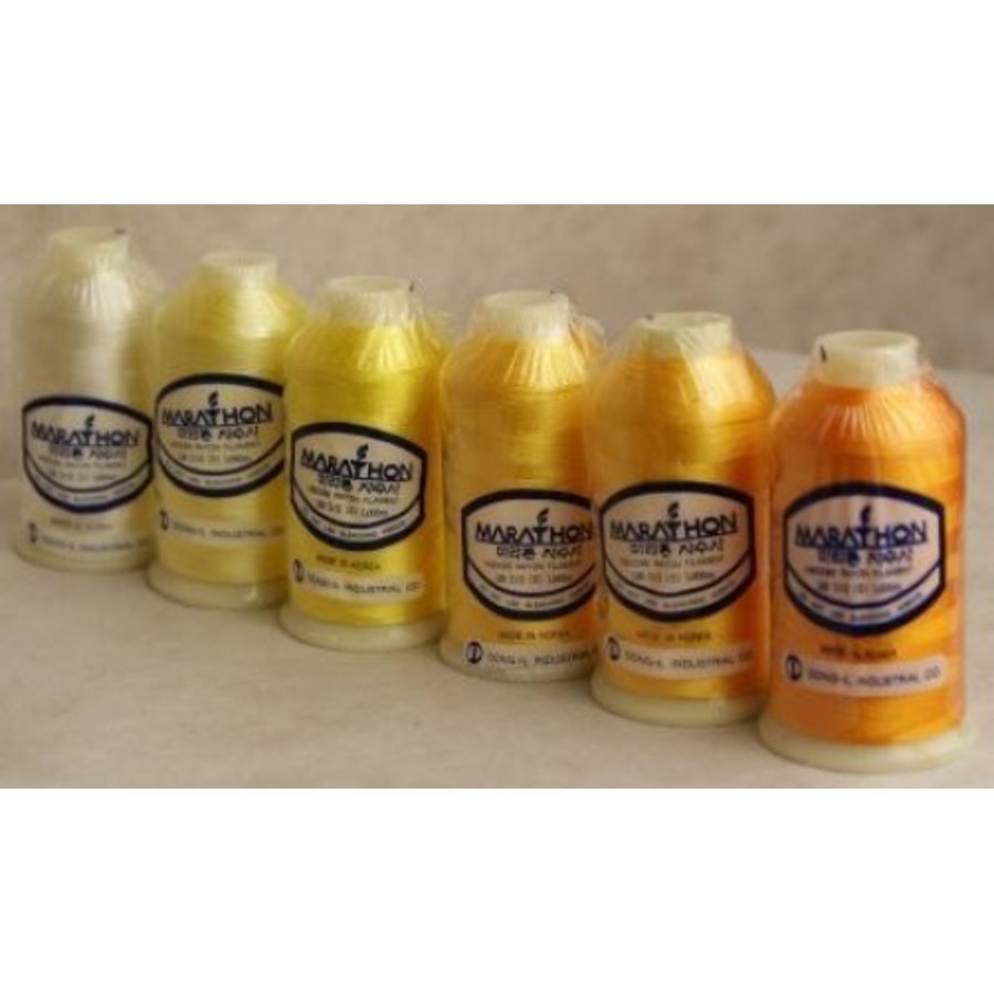 Marathon Embroidery Machine Thread 1000m Spool Rayon 6 Pack Yellows