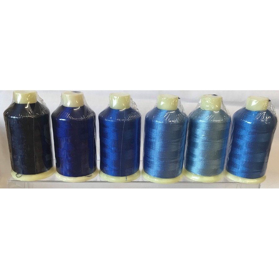 Marathon Embroidery Machine Thread 1000m Spool Rayon 6 Pack Blues