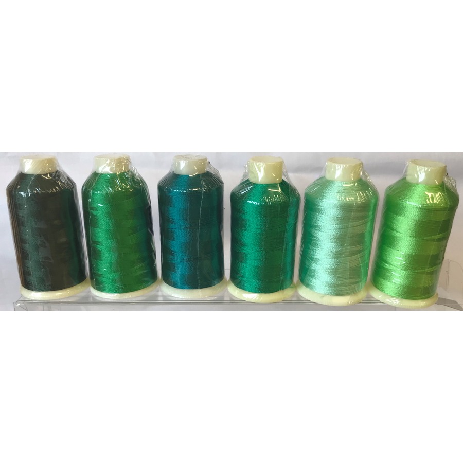Marathon Embroidery Machine Thread 1000m Spool Rayon 6 Pack Greens