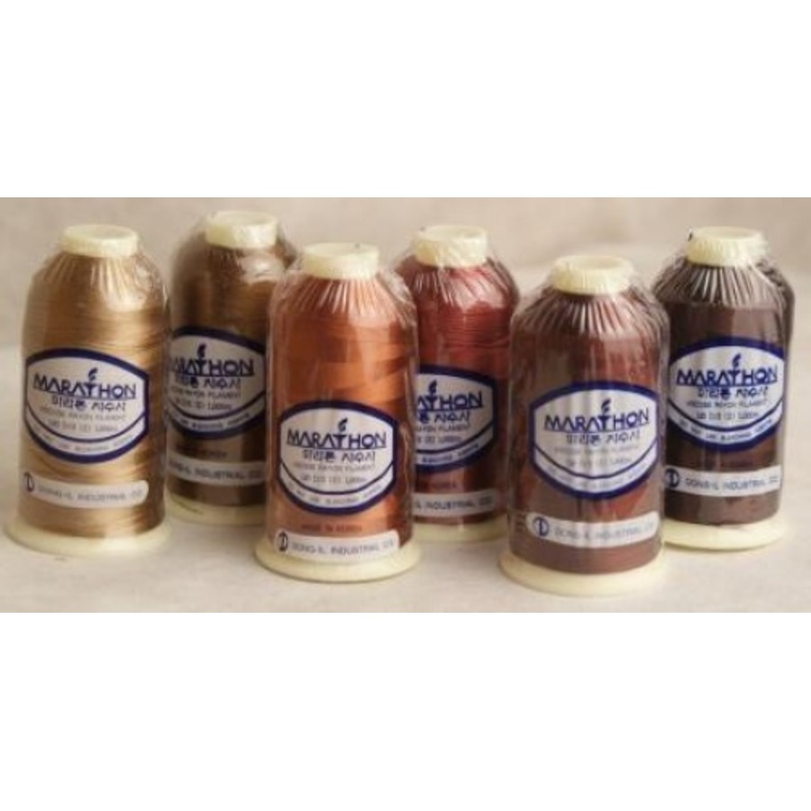 Marathon Embroidery Machine Thread 1000m Spool Rayon 6 Pack Browns