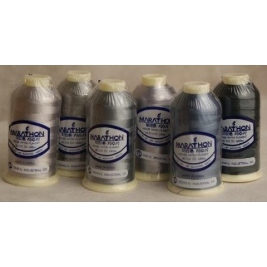 Marathon Embroidery Machine Thread 1000m Spool Rayon 6 Pack Grey