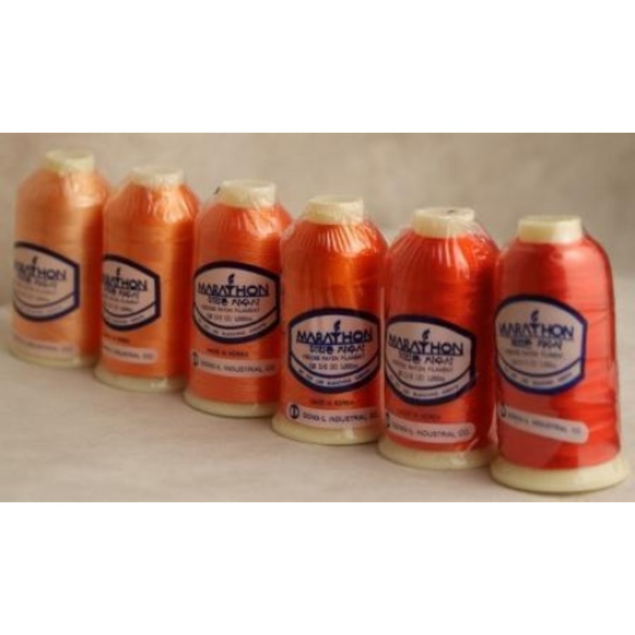 Marathon Embroidery Machine Thread 1000m Spool Rayon 6 Pack Oranges