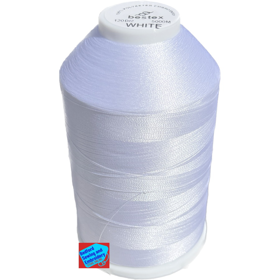 Polyester Embroidery Machine Thread Large 5000m in White