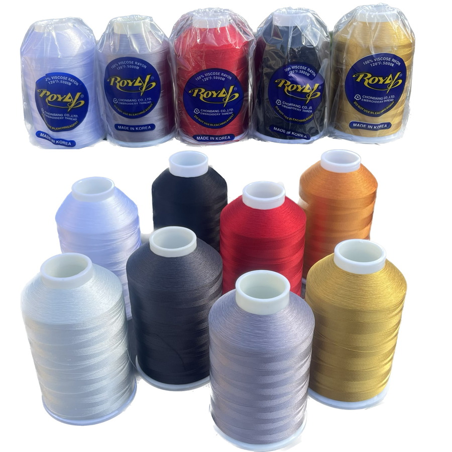Embroidery Machine Thread RAYON Large 5000m Cones for Brother Janome Bernina - Select Colour Required from Pull Down Box