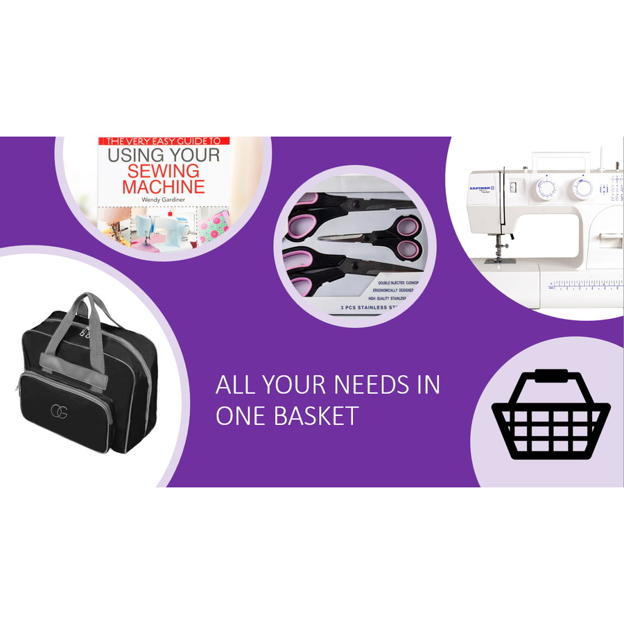 Sewing Machine 14K Eastman Tailor with Foot Control + Carry Case + Book + Scissor Set