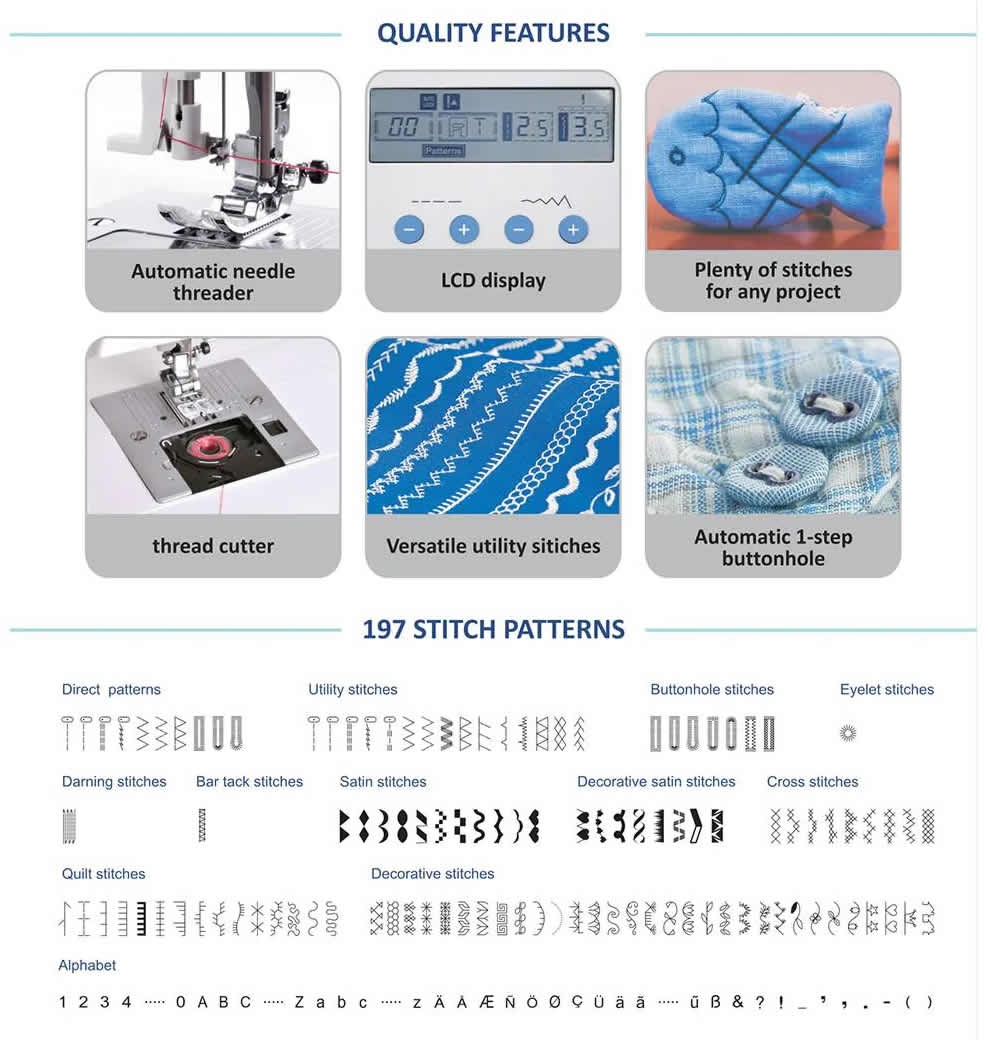 Silver Viscount 197 Sewing Machine 23 Stitches Auto Threader Free Arm LED
