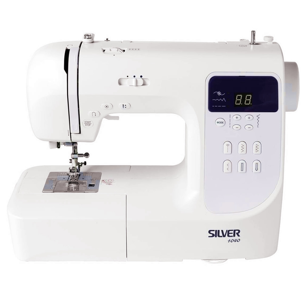 Silver 1040 Sewing Machine 40 Stitch Automatic Free Arm Domestic Model 2 Year Warranty