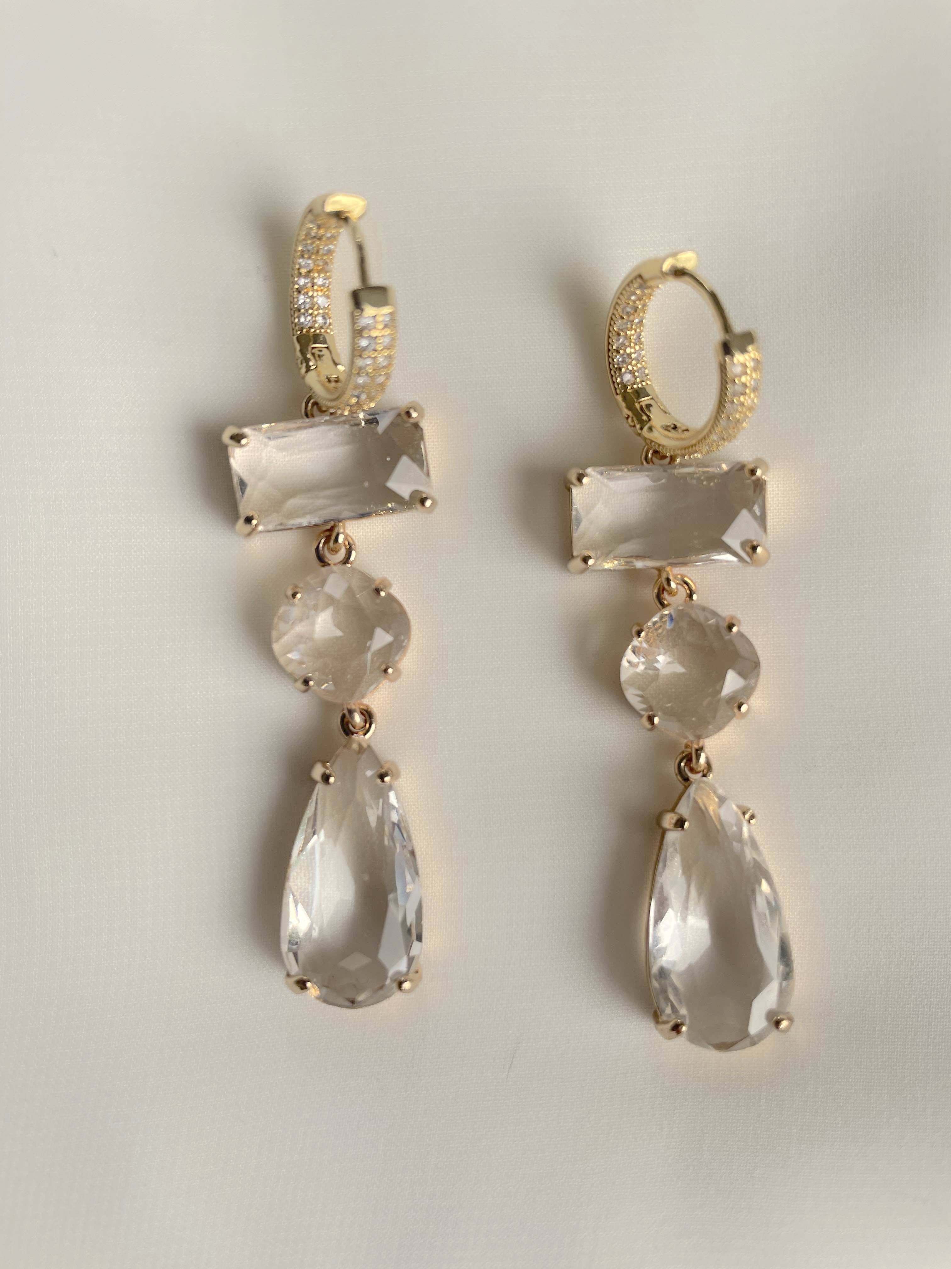 LYDIA - Boucles d’oreilles pendantes avec cristaux