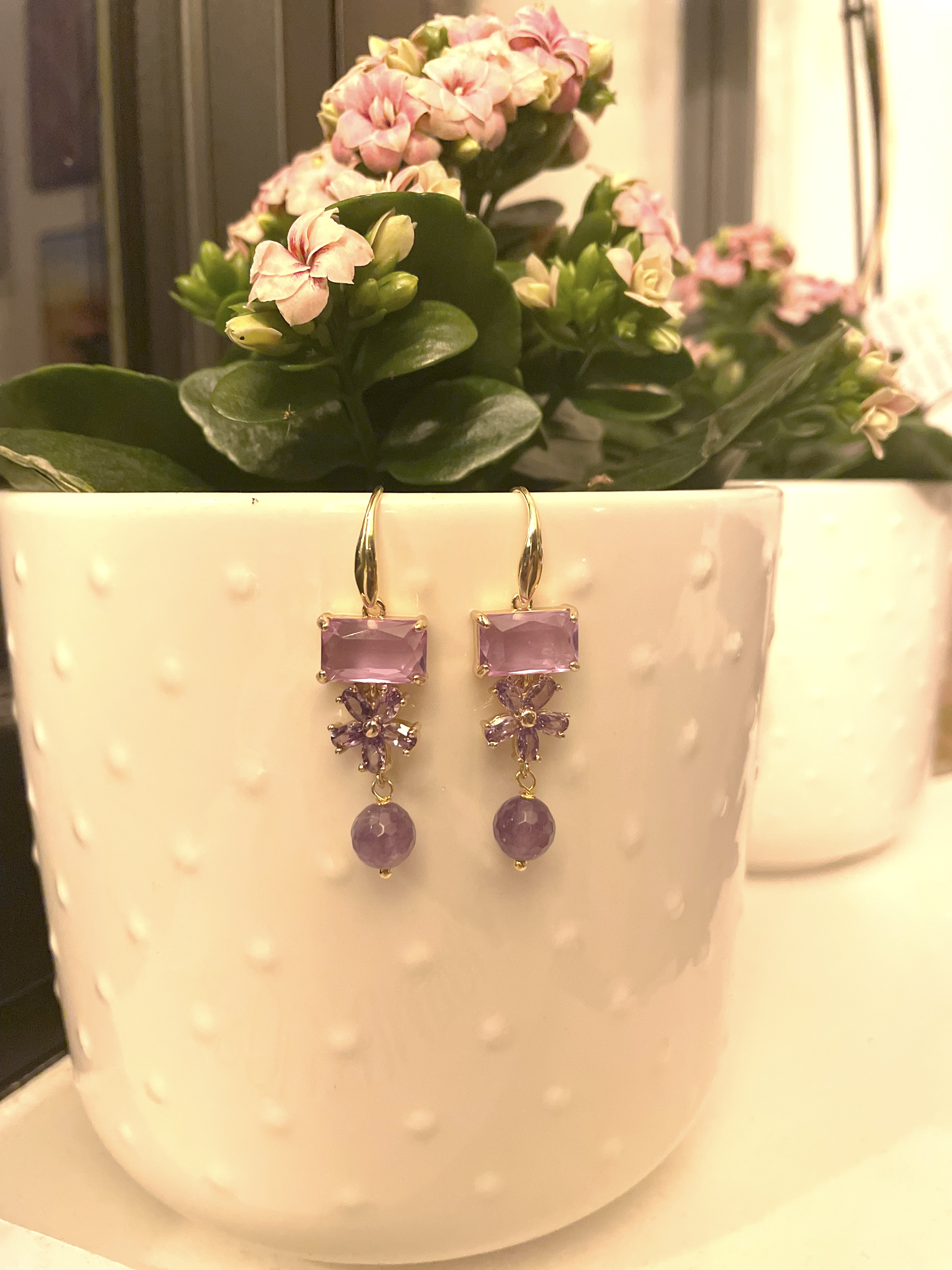 ROSY - Pendant earrings with cristals
