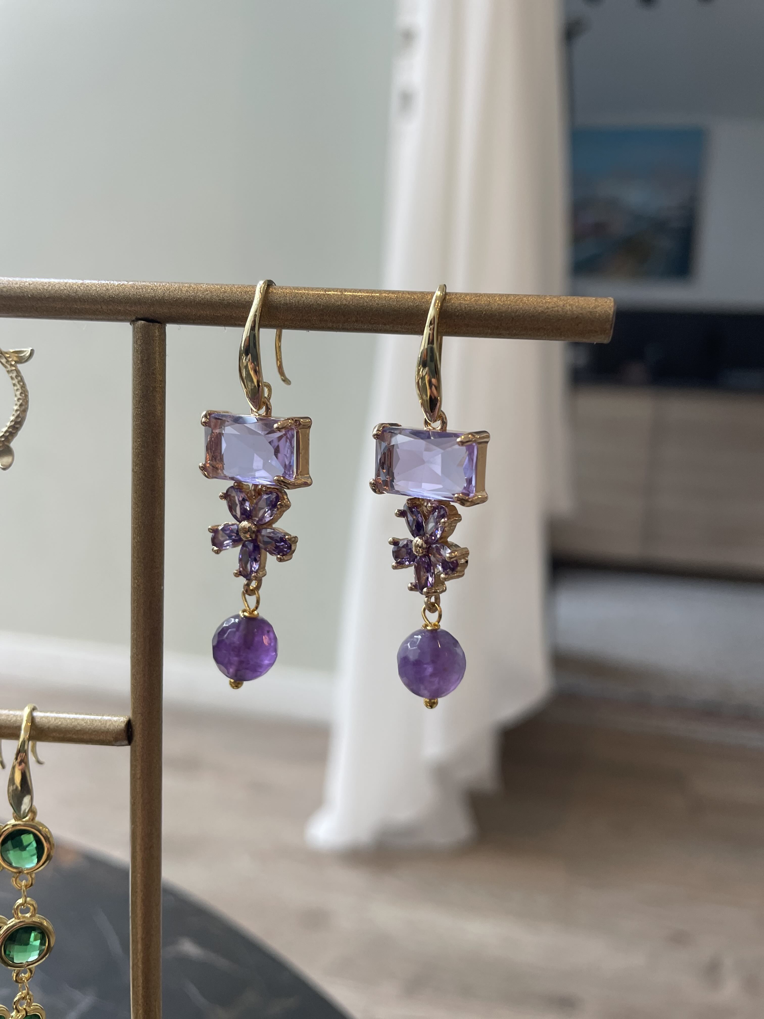 ROSY  - Pendant earrings with cristals