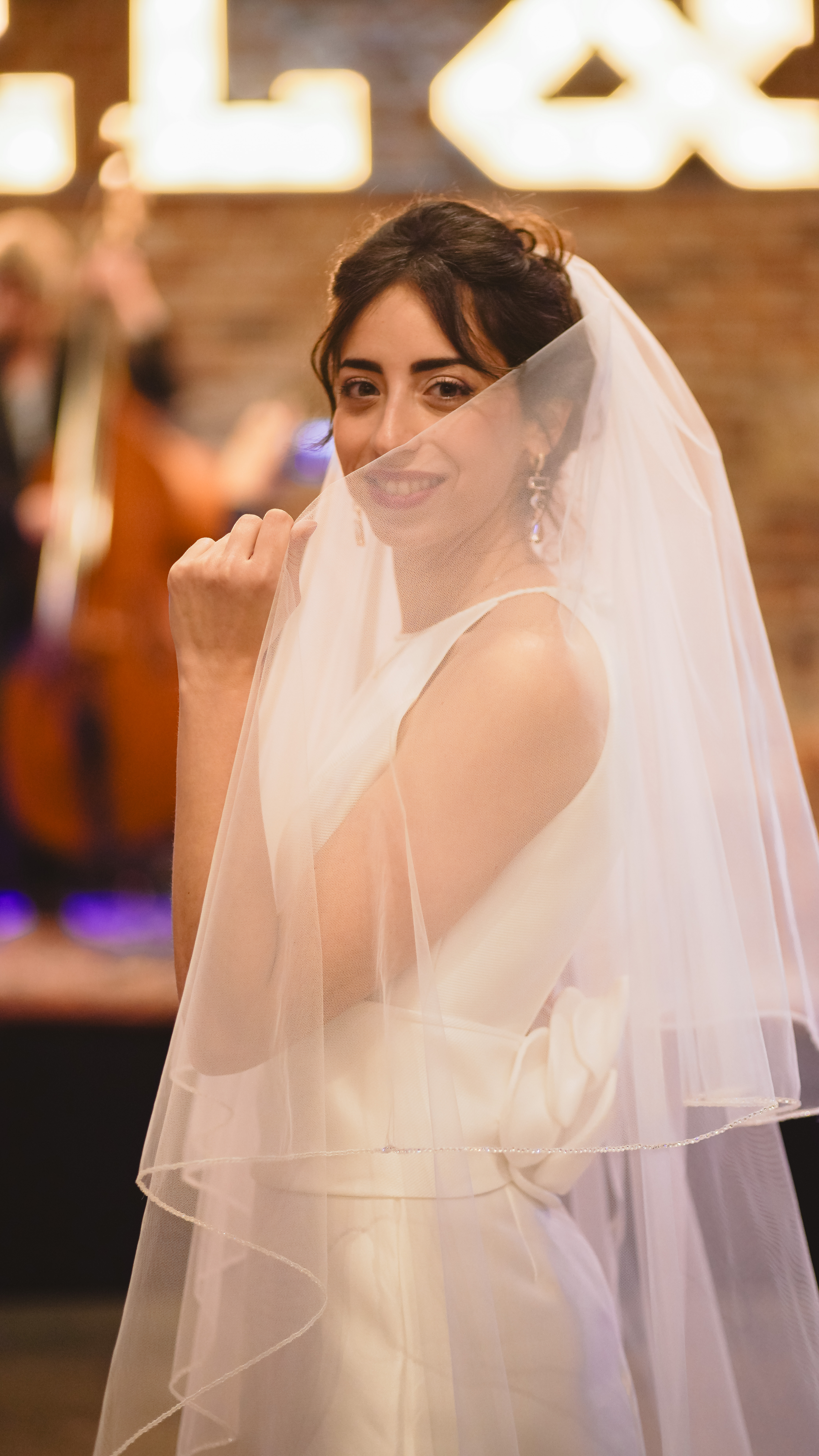 Wedding veil with rhinestone edging