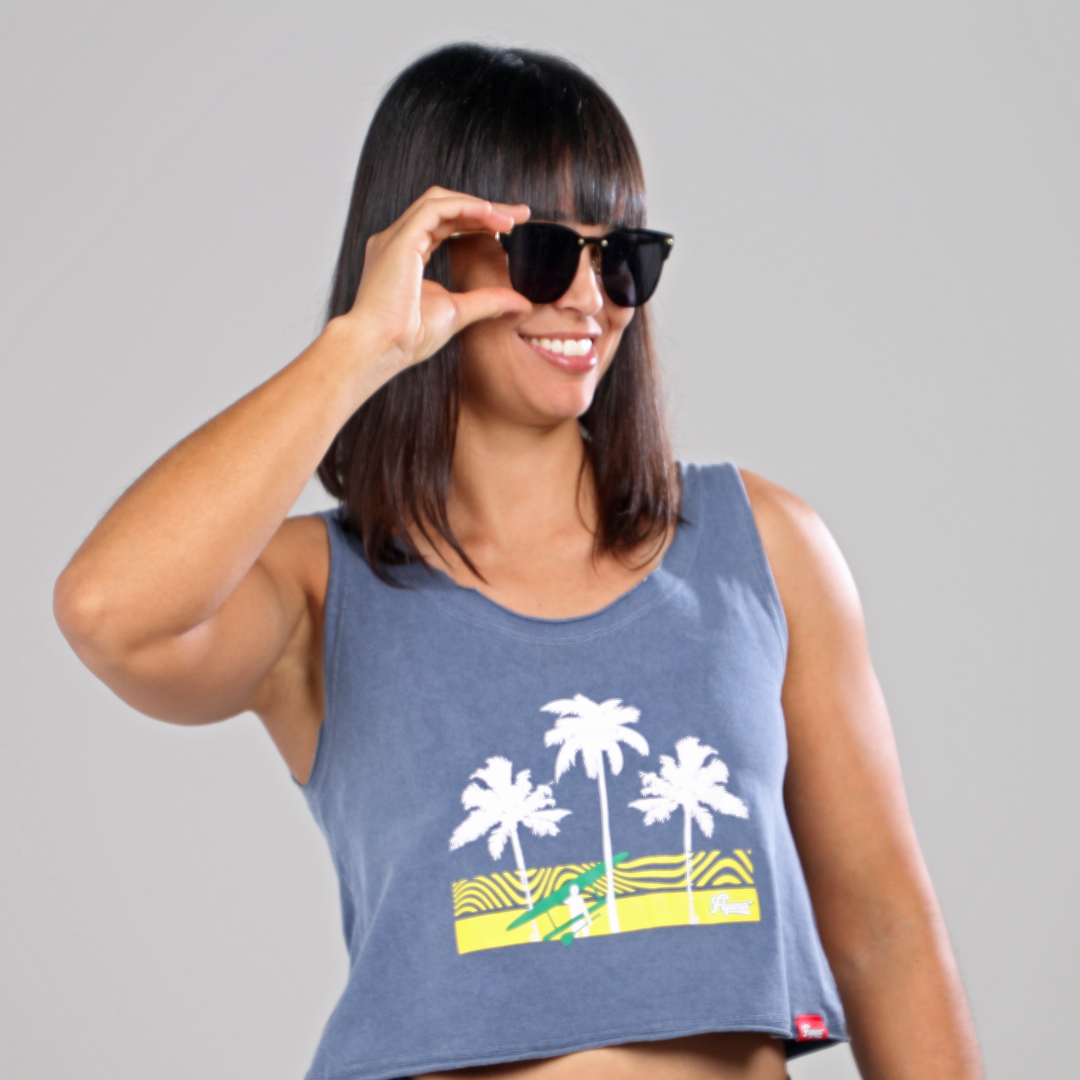 Camiseta Cropped Regata Estonada Flyama - Coqueiros