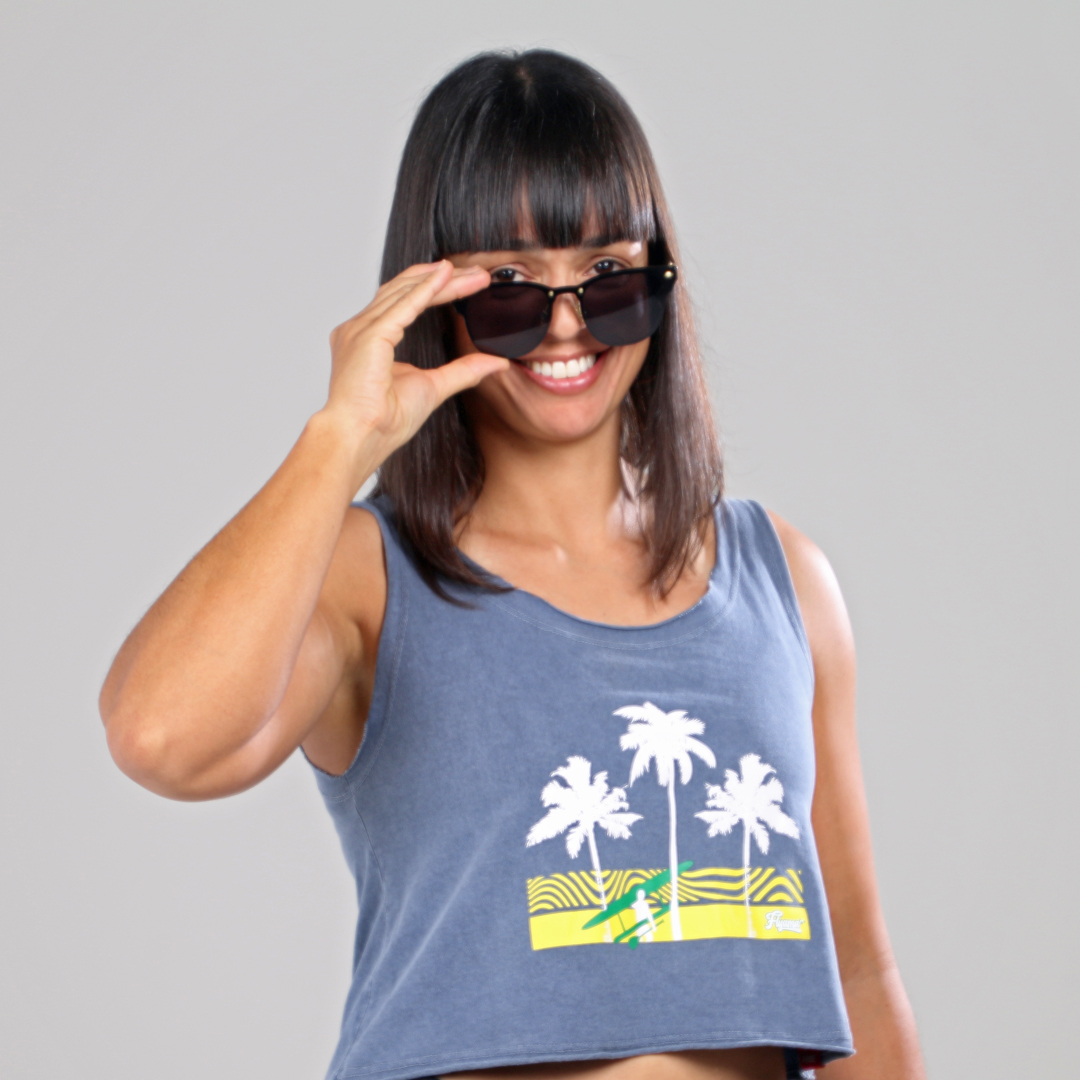 Camiseta Cropped Regata Estonada Flyama - Coqueiros