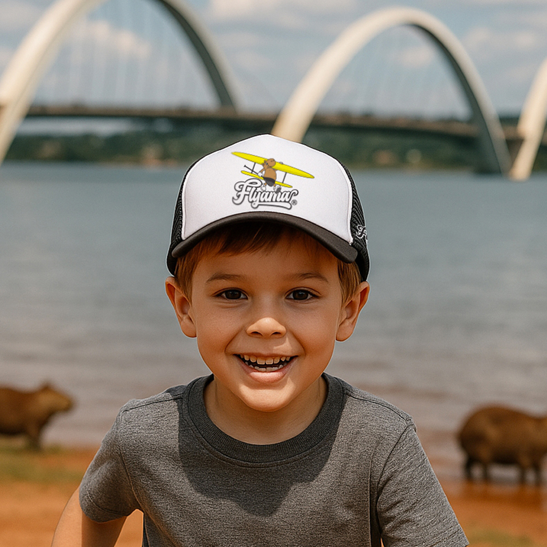 Boné Flyama Trucker Espumado - Capivara Remadora - Infantil