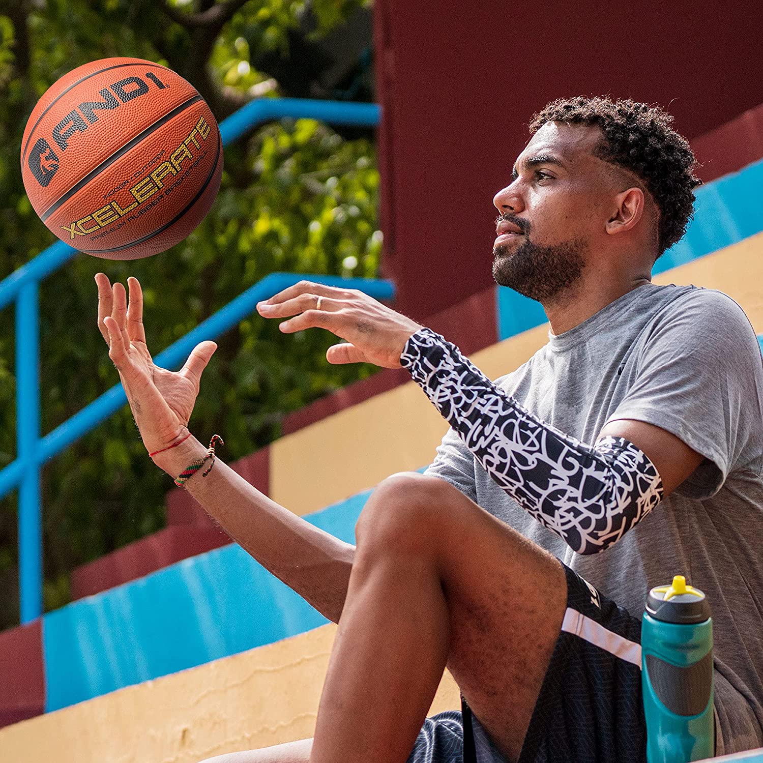 Xcelerate Rubber Basketball: Official Regulation Size 7 (29.5") - Deep Channel Construction Streetball