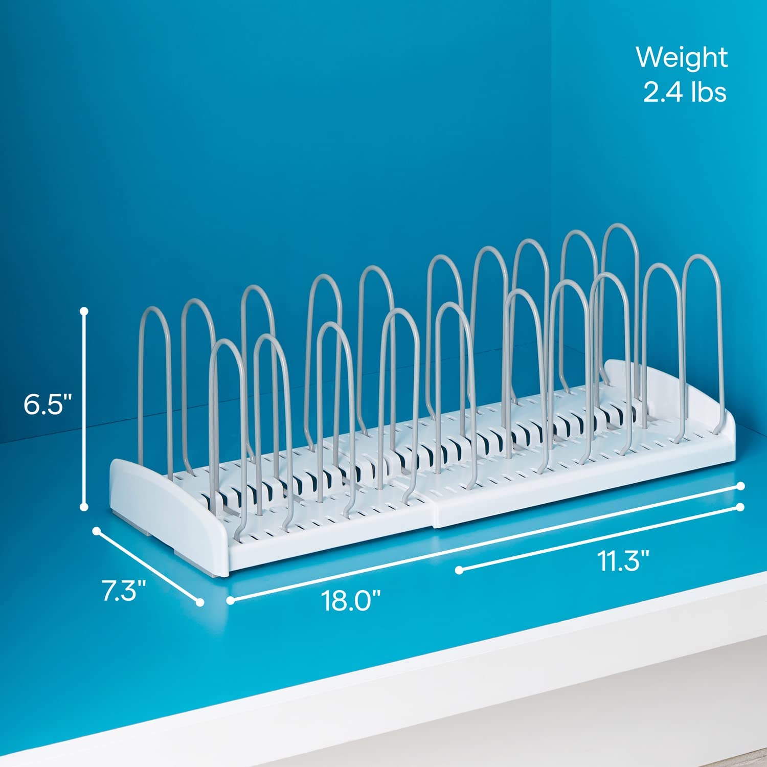 YouCopia StoreMore Expandable Pan and Lid Rack, Adjustable Pot Lid Organizer for Kitchen Storage, 12.5”-22” Wide