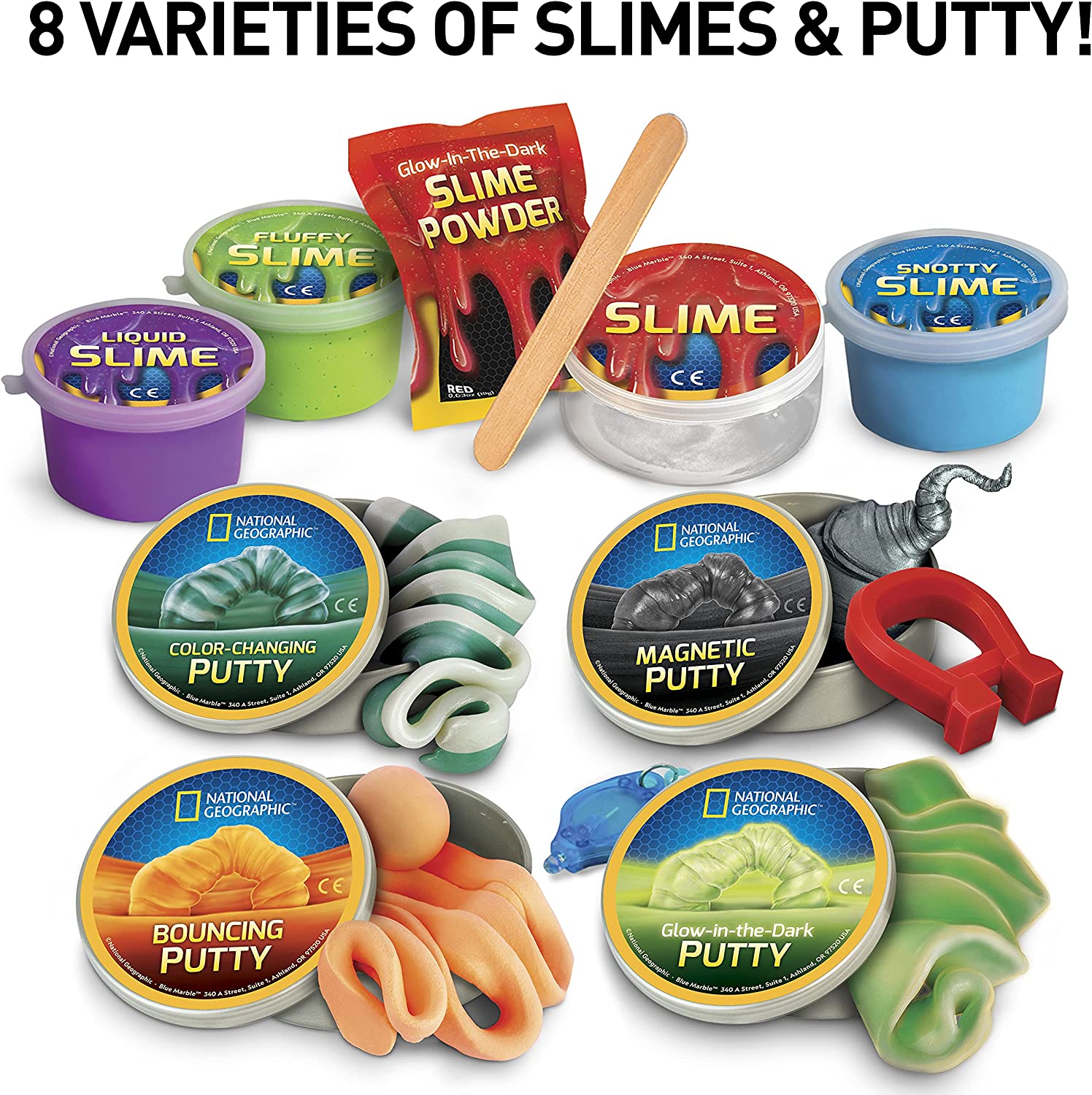 NATIONAL GEOGRAPHIC Mega Slime Kit & Putty Lab - 4 Types of Amazing Slime for Girls & Boys Plus 4 Types of Putty Including Magnetic Putty, Educational STEM Toy & Science Kit (AMAZON EXCLUSIVE)