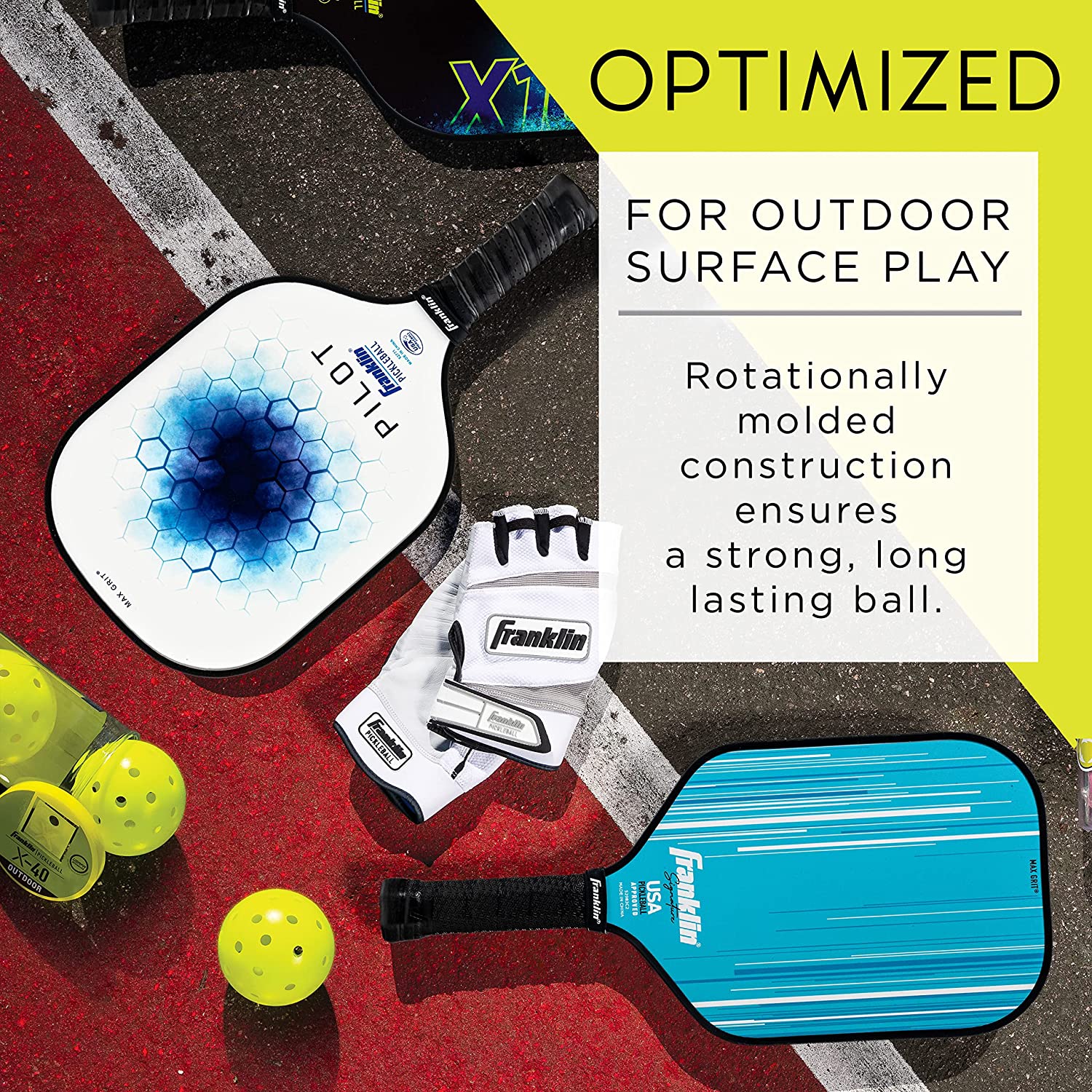  Roll over image to zoom in Franklin Sports Outdoor Pickleballs - X-40 Pickleball Balls - USA Pickleball (USAPA) Approved - Official US Open Ball - 3, 12, and 100 Bulk Packs of Pickleballs