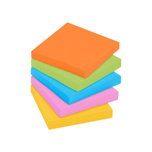 Post-it Super Sticky Notes, 3x3 in, 24 Pads, 2x the Sticking Power, Energy Boost, Bright Colors (Orange, Pink, Blue, Green),Recyclable (654-6SSAU)