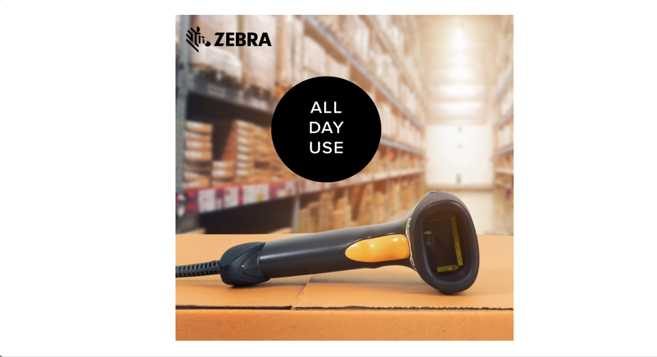 Symbol Zebra LS2208 Series Corded Handheld Standard Range Laser Scanner Kit with Gooseneck Stand and Cable Twilight Black LS2208-SR20007R-NA