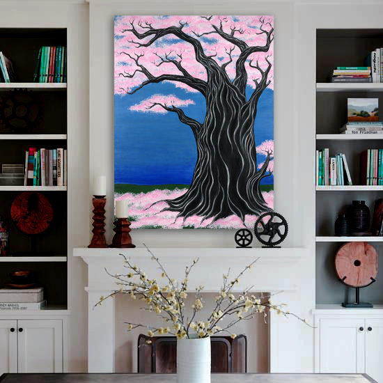 Cherry Tree in Bloom - Original Acrylic Painting