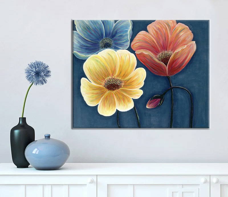 Three Flowers - Original Acrylic Painting