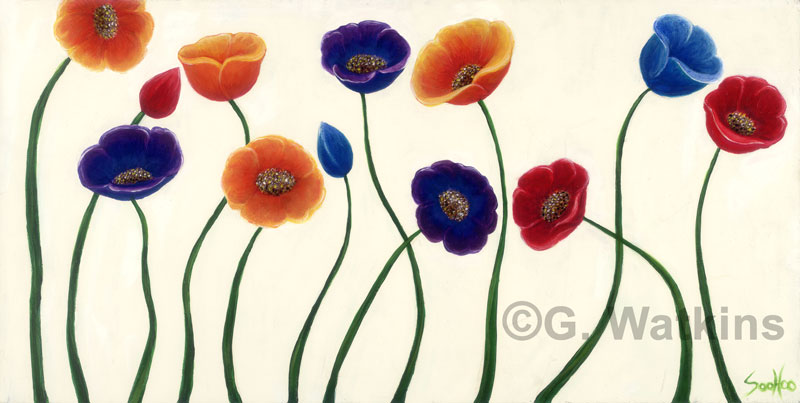 Multiple Color Poppies - Original Acrylic Painting
