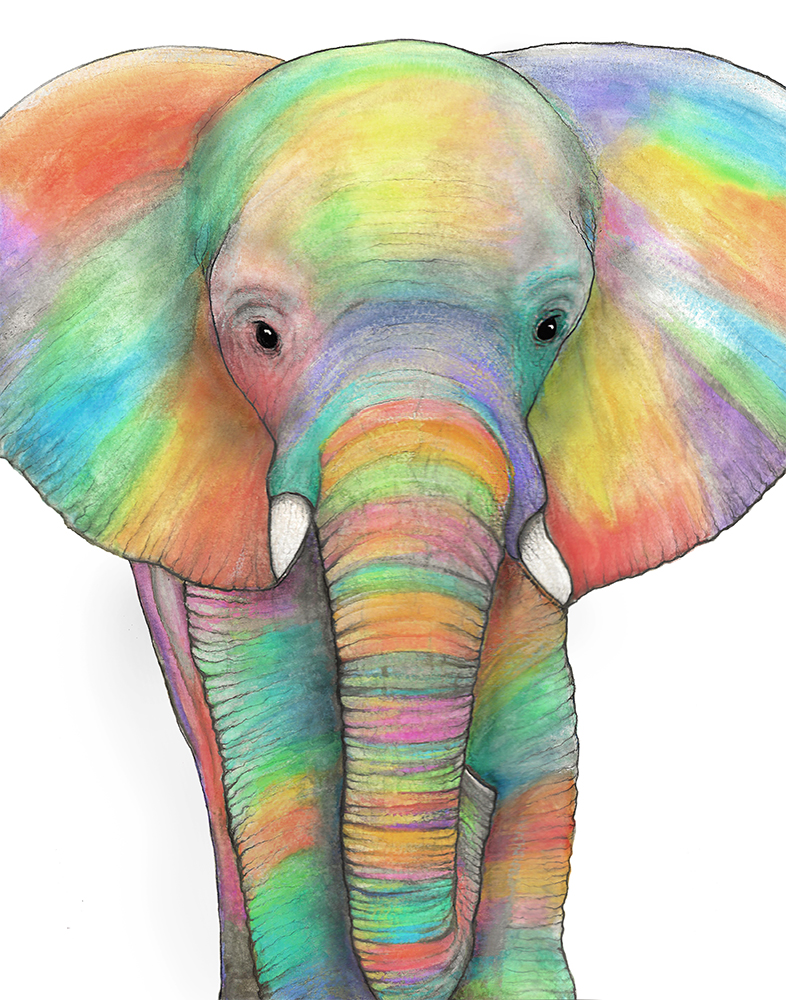 Colorful Watercolor Elephant Painting - Giclee Prints
