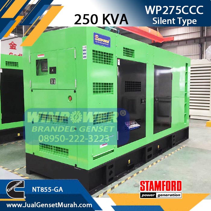 Genset 250 KVA Silent CUMMINS NT855-GA Alternator STAMFORD UCDI274K / N250G4