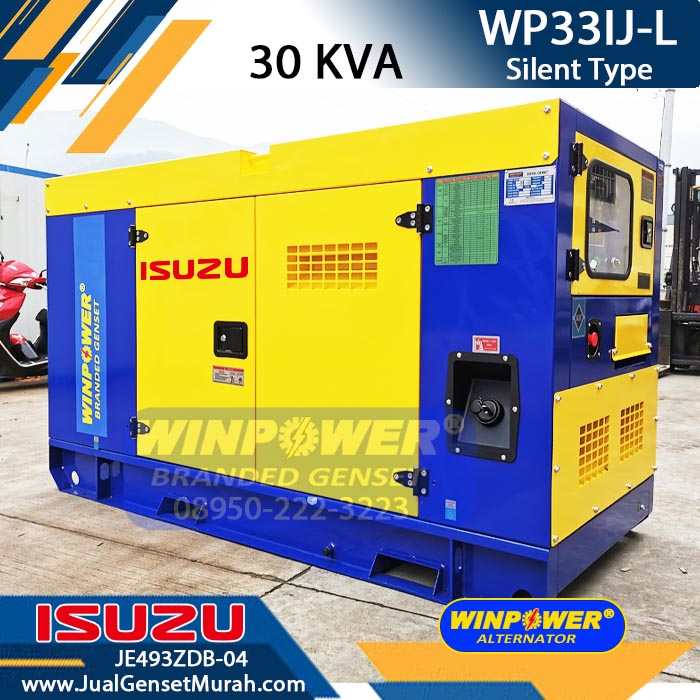 Genset 30 KVA Silent ISUZU JE493ZDB-04 Alternator WINPOWER WPA144G