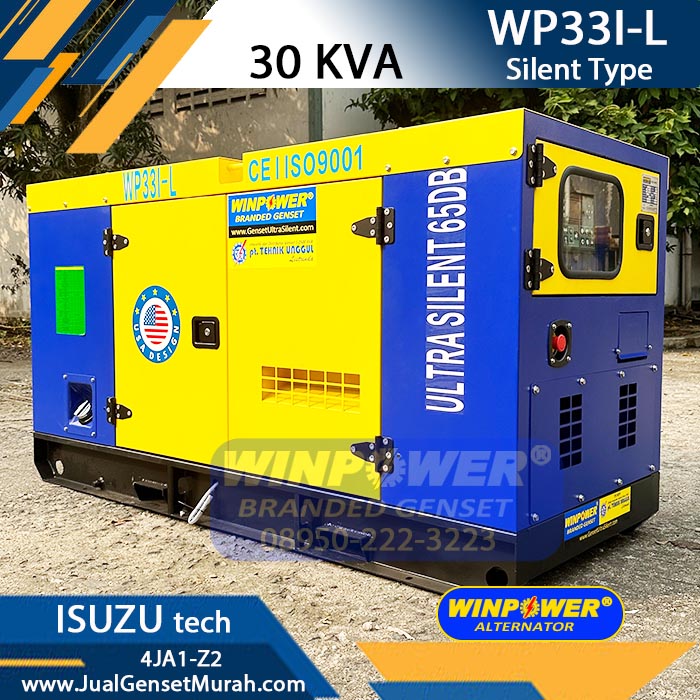Genset 30 KVA Silent ISUZU tech 4JA1-Z2 Generator WINPOWER WPA144G