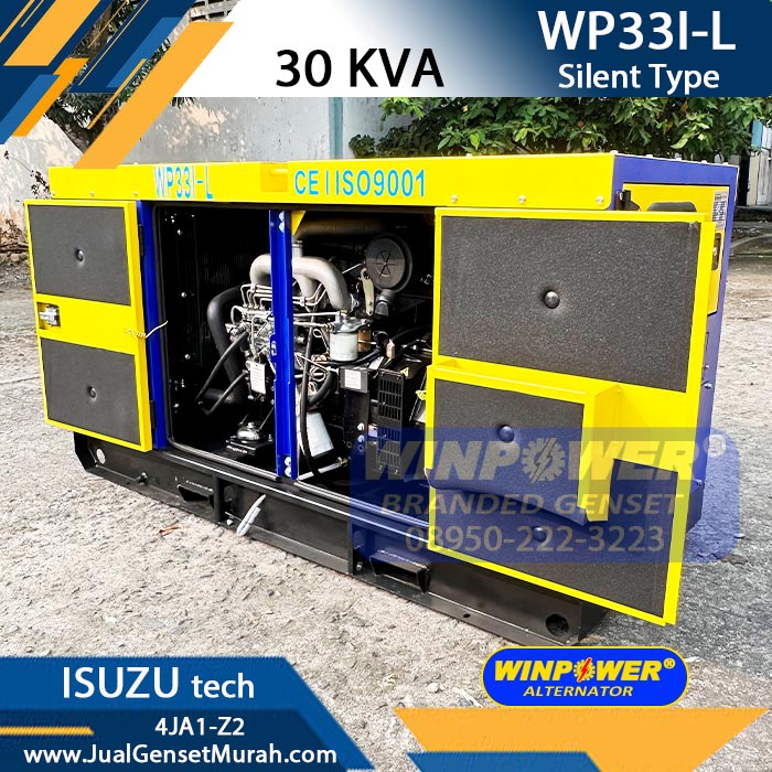 Genset 30 KVA Silent ISUZU tech 4JA1-Z2 Generator WINPOWER WPA144G