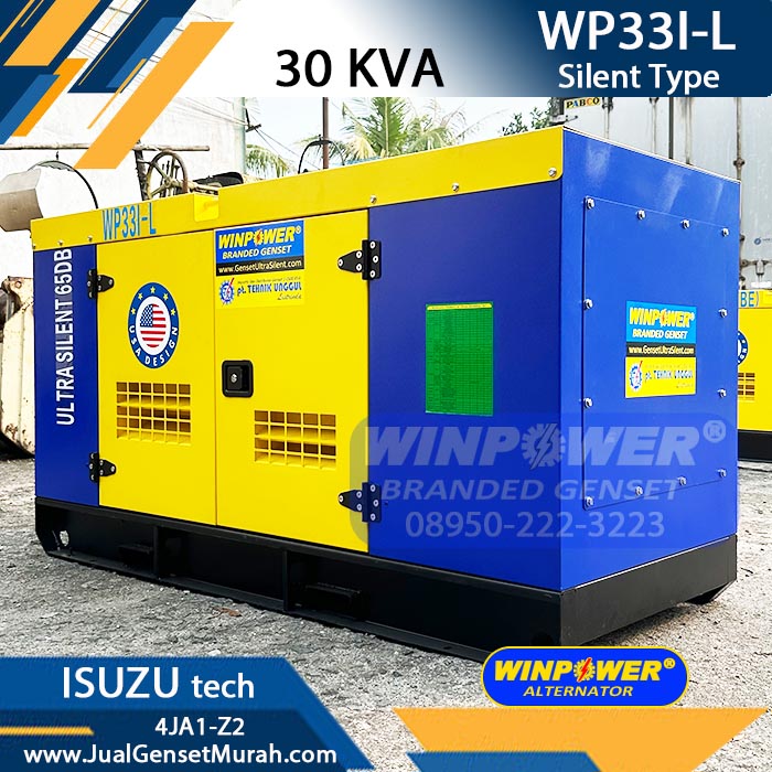 Genset 30 KVA Silent ISUZU tech 4JA1-Z2 Generator WINPOWER WPA144G