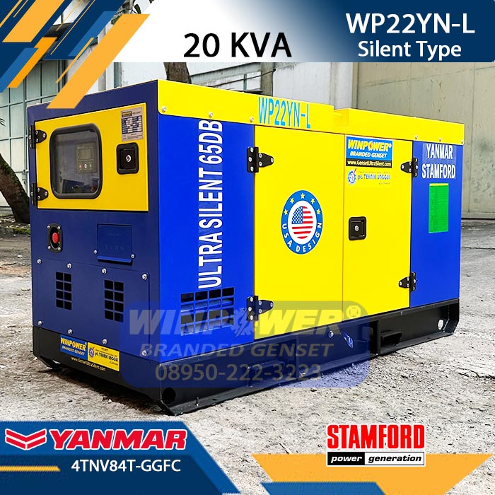 Genset 20 KVA Silent YANMAR 4TNV84T-GGFC Alternator STAMFORD S0L2-G1 / PI144D
